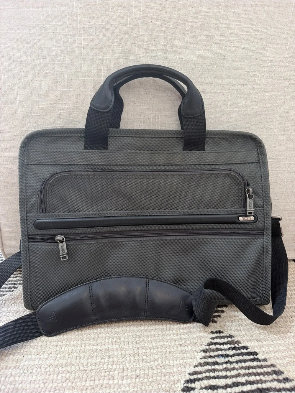 Tumi Black Nylon Laptop Briefcase with Shoulder Strap
